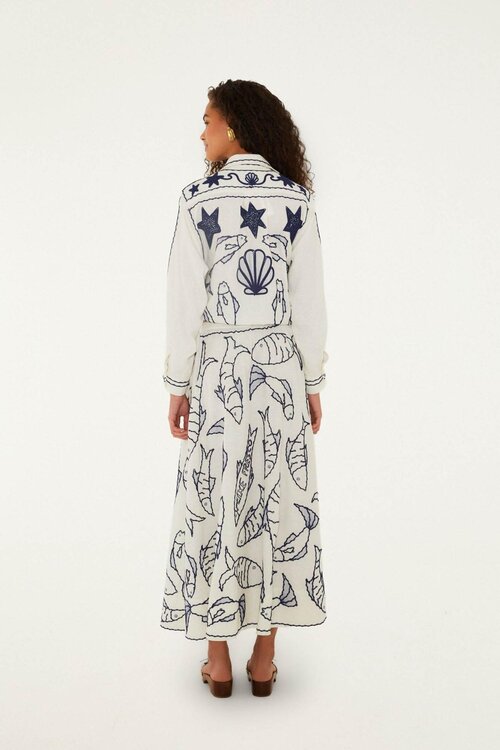 Farm Rio Off White Fresh Fish Midi Rok