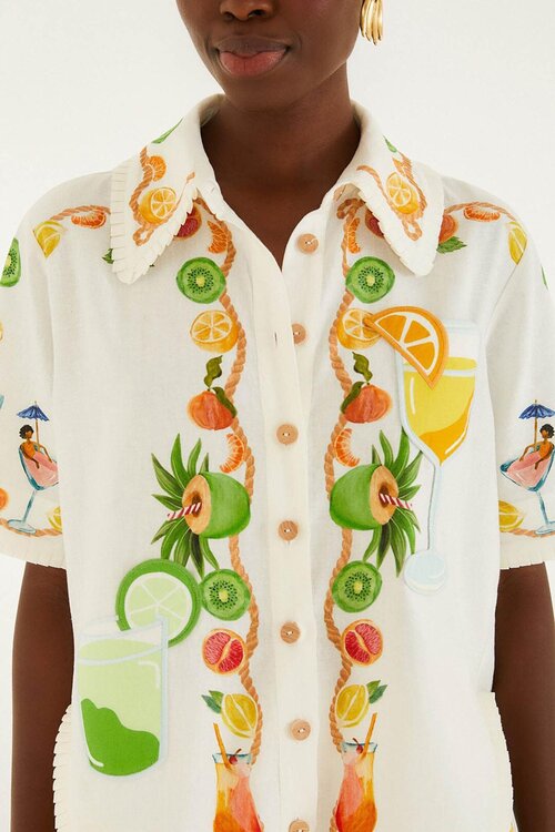 Farm Rio Off White Biricutico Scarf Blouse