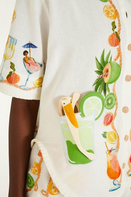 Farm Rio Off White Biricutico Scarf Blouse