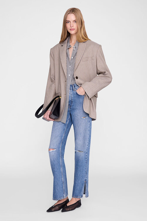 Anine Bing Quinn Blazer Taupe/Blue