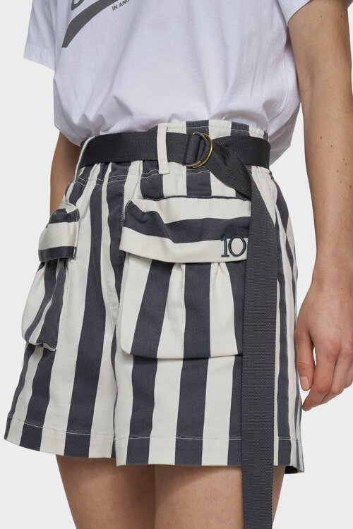 10Days ecru/blue utitlity shorts stripes