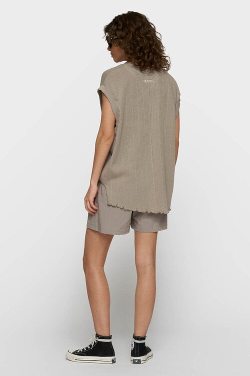 10Days v-neck mesh top fog