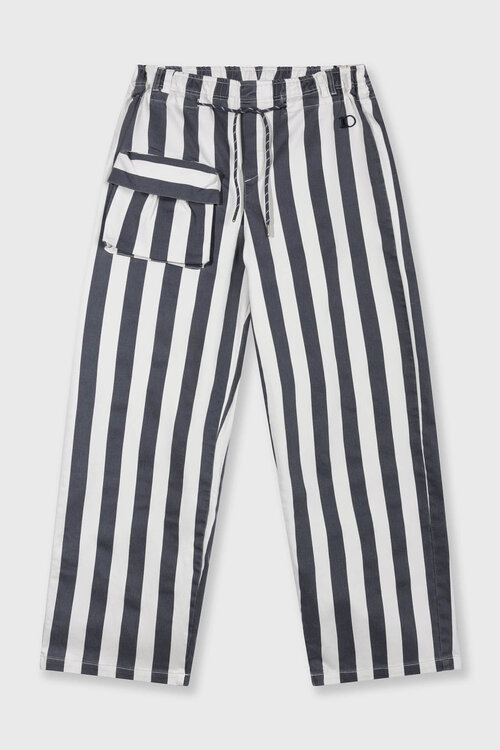 10Days ecru/blue straight leg pants stripes