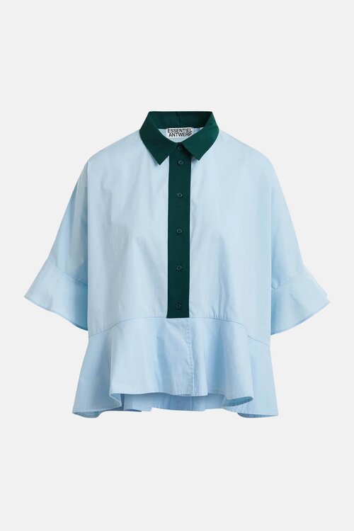 Essentiel Antwerp Blouse met groen detail blauw