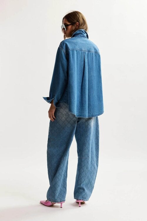 Essentiel Antwerp Jeanshemd met stras blauw
