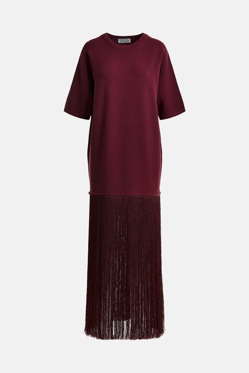 Essentiel Antwerp Minijurk met franjes bordeaux