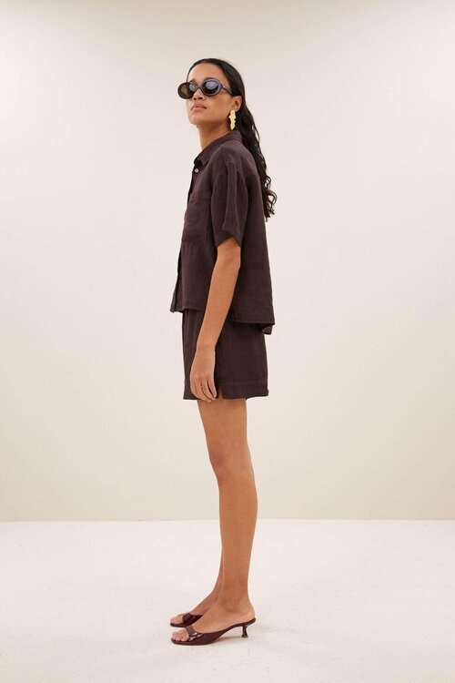By Bar Mara Linnen Blouse Bruin