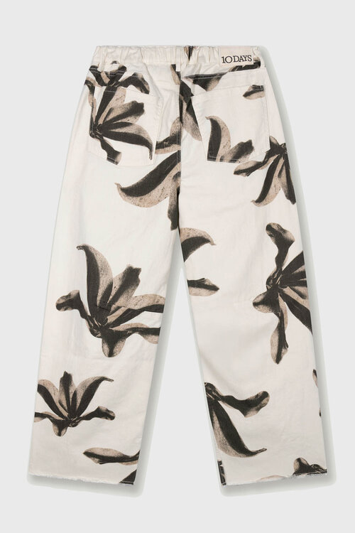 10Days western pants flower ecru
