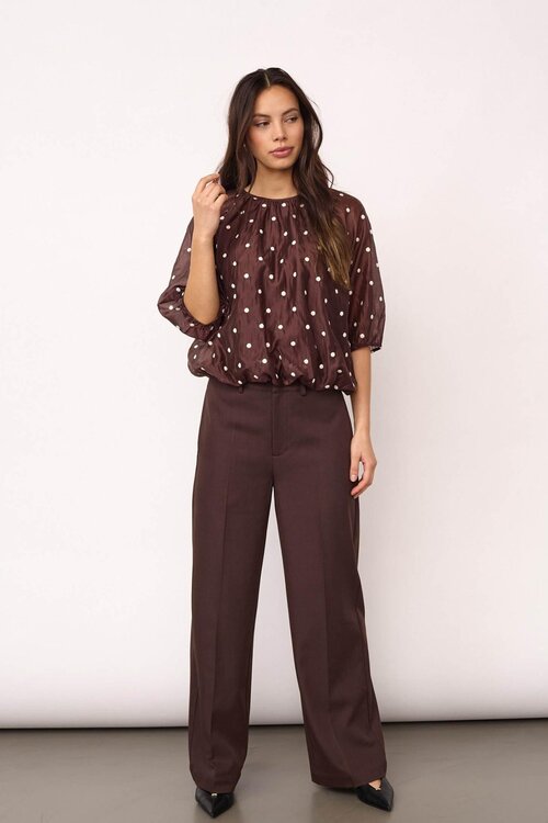 Co'couture Brown Dita Dot Blouse