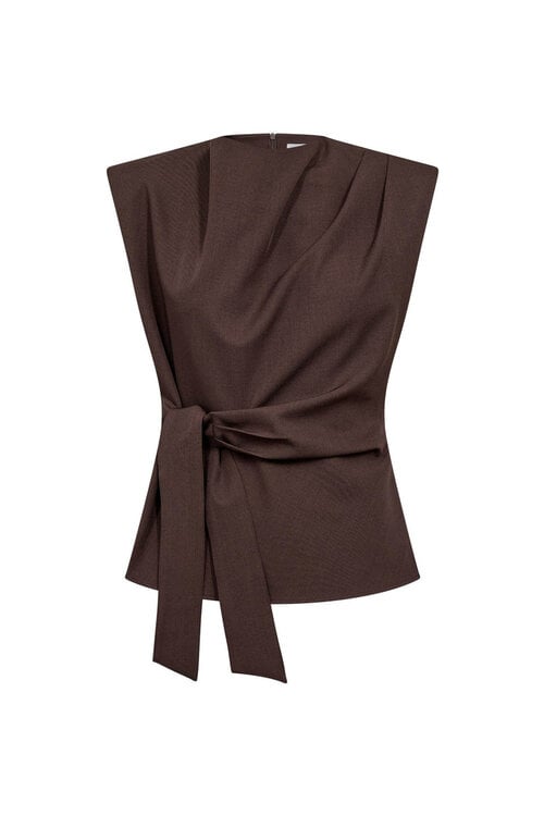 Co'couture Donkerbruine Luna Pleat Top
