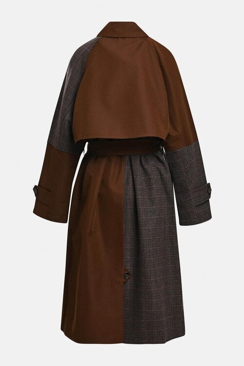 Essentiel Antwerp Trench Coat Patchwork Bruin