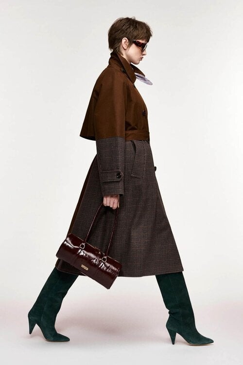 Essentiel Antwerp Trench Coat Patchwork Bruin