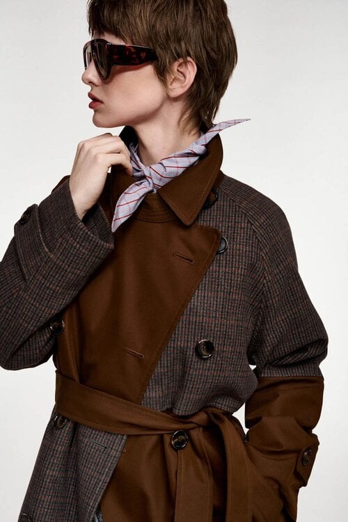 Essentiel Antwerp Trench Coat Patchwork Bruin