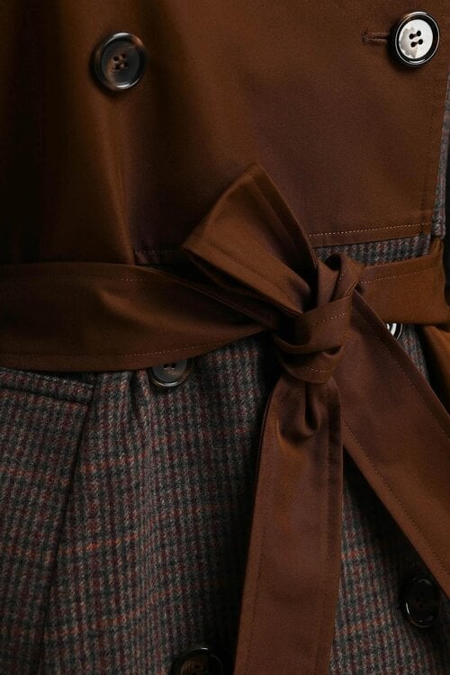 Essentiel Antwerp Trench Coat Patchwork Bruin