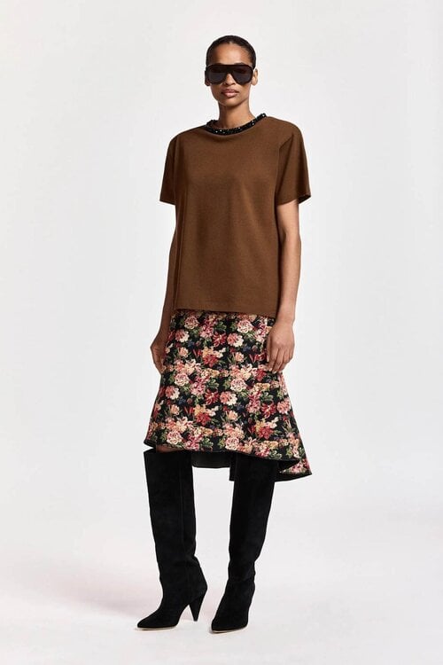 Essentiel Antwerp T-shirt met schouderpad Bruin