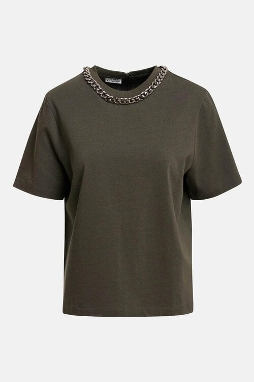 Essentiel Antwerp T-shirt met ketting Kaki