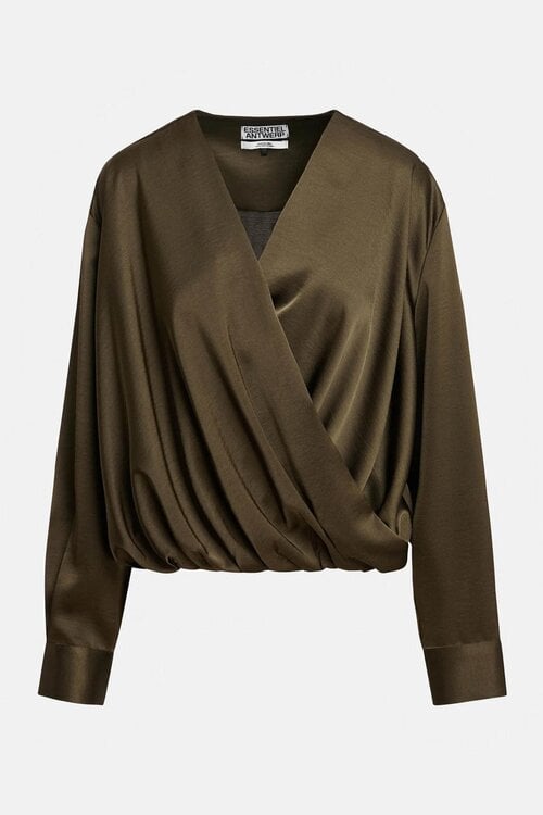 Essentiel Antwerp Blouse gedrappeerd Kaki