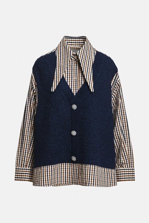 Essentiel Antwerp Blouse met strikkraag Multicol