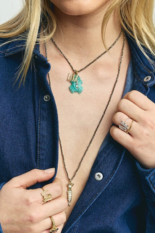 Anna & Nina Pyrite Gemstone Necklace