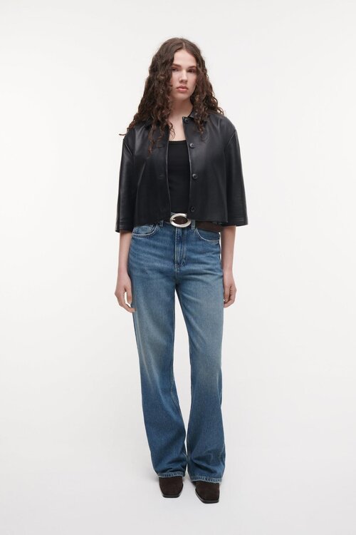 Studio AR by Arma Hollis Leren Blouse Zwart