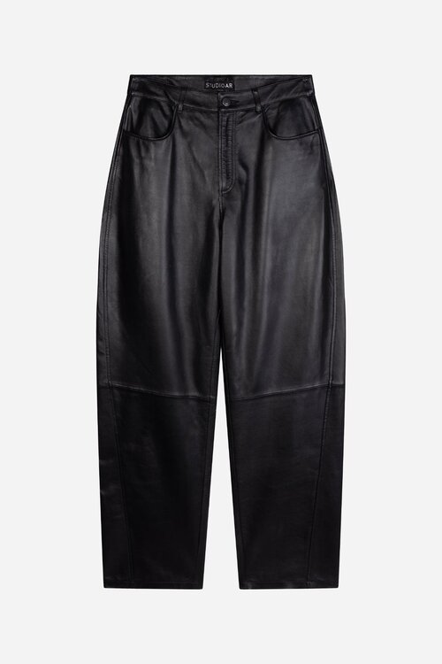 Studio AR by Arma Aila Leren Barrel broek zwart