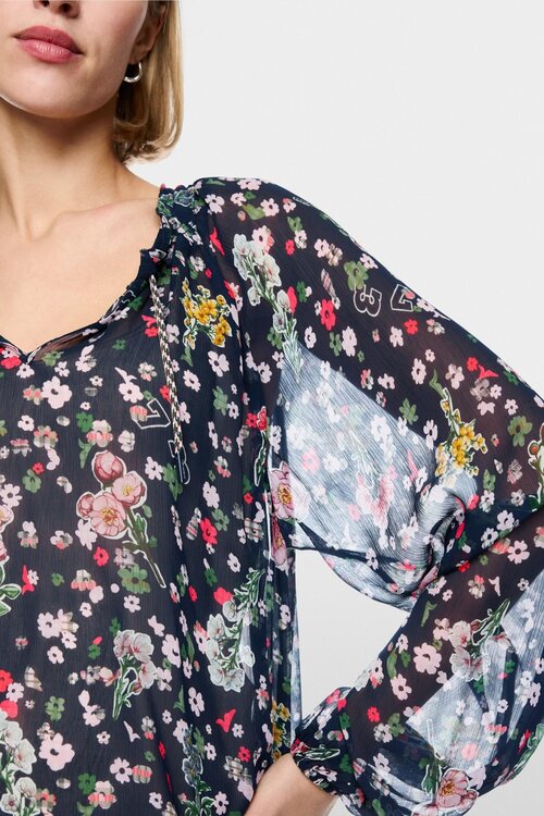 Marc Cain Blouse bloem blauw