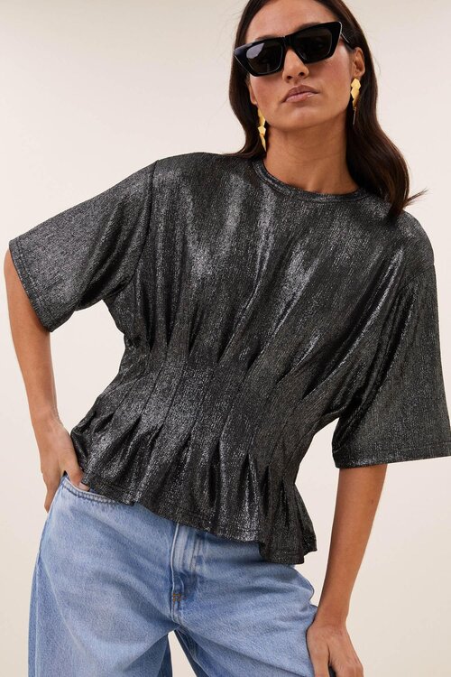 By Bar Diva Metalic Blousetop Zilver