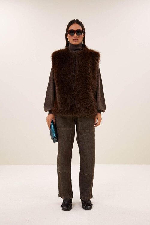 By Bar Mona faux fur gilet Bruin