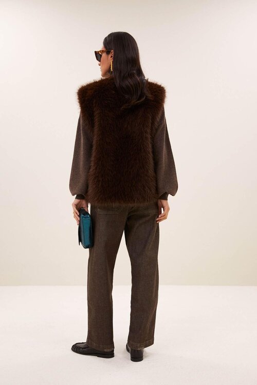 By Bar Mona faux fur gilet Bruin