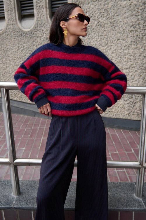 By Bar Gigi streep trui Bordo rood