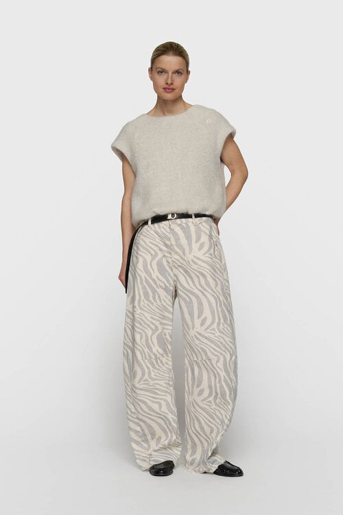 10Days western pants ecru zebra