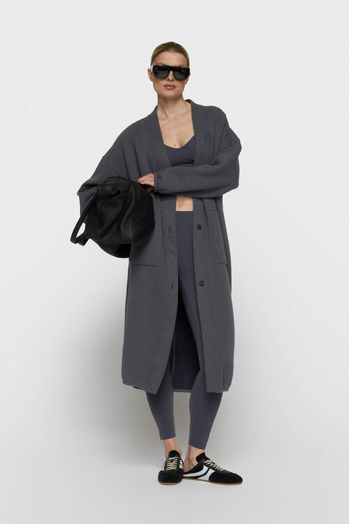 10Days long baseball cardigan blauw