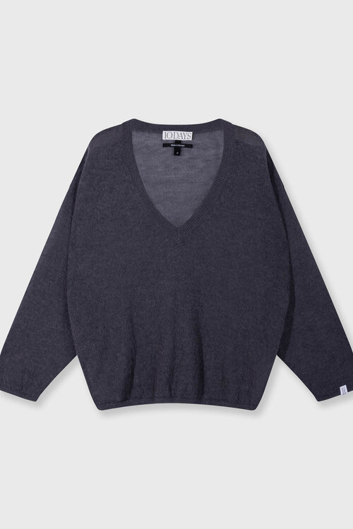 10Days thin v-neck knit sweater blauw