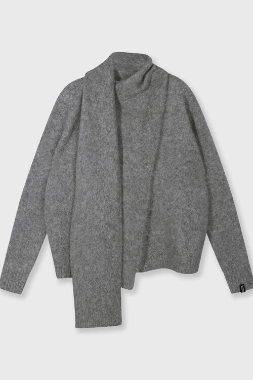 10Days wrap-over scarf sweater grijs