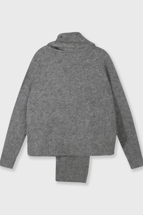 10Days wrap-over scarf sweater grijs