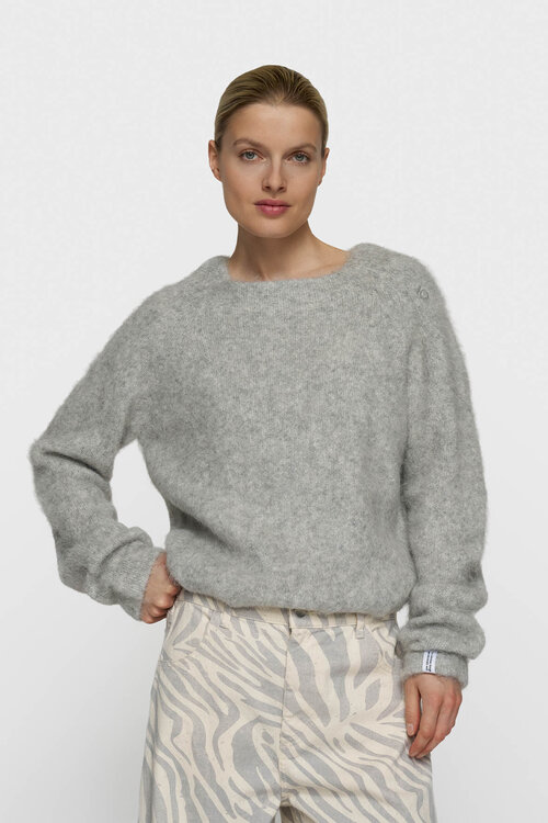 10Days hairy knit sweater grijs