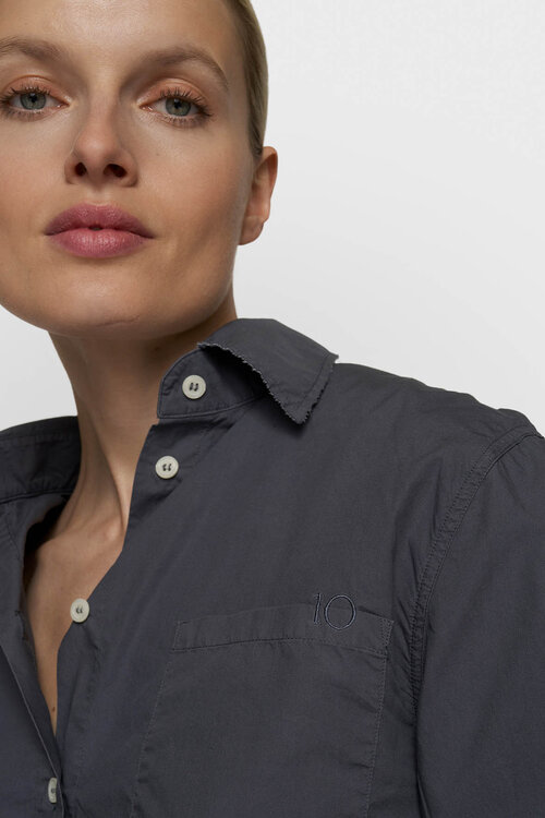 10Days cropped shoulder shirt blauw