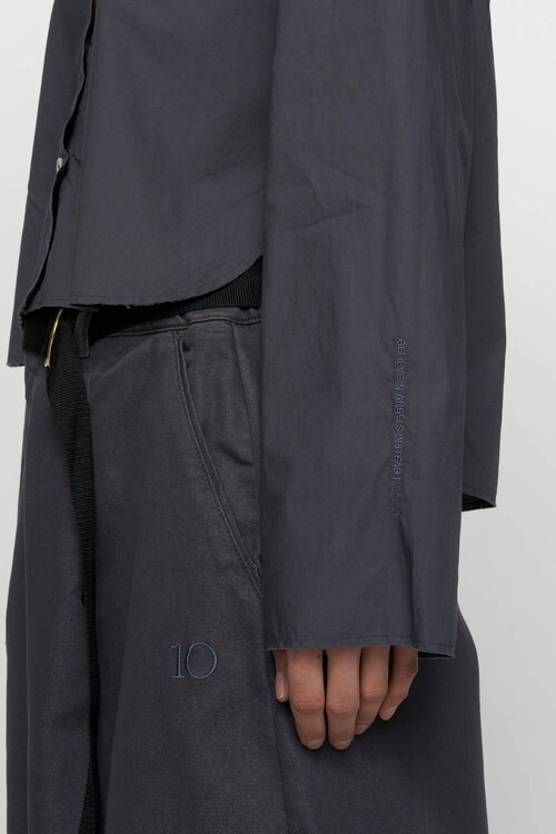 10Days cropped shoulder shirt blauw