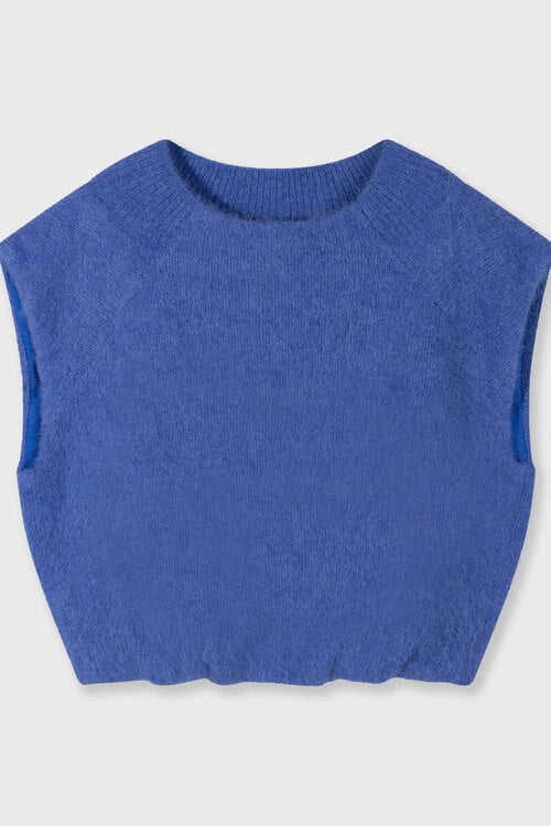 10Days balloon hairy knit top blauw
