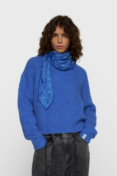 10Days hairy knit sweater blauw