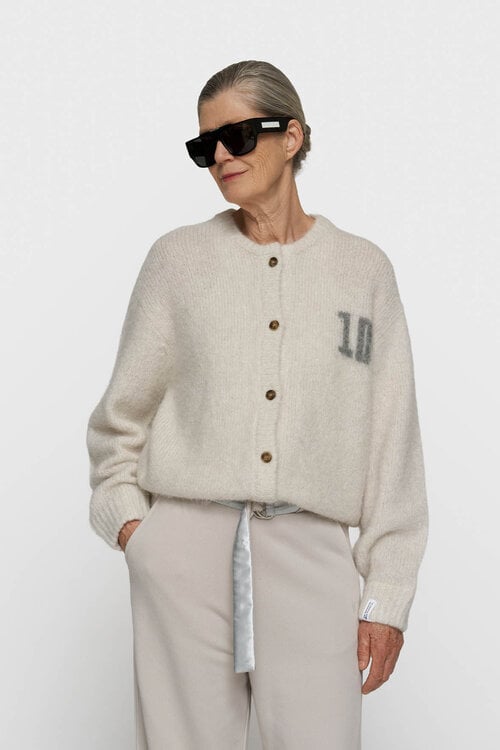 10Days hairy knit cardigan lurex ecru