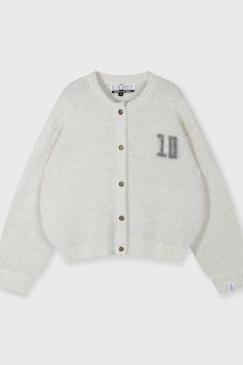 10Days hairy knit cardigan lurex ecru