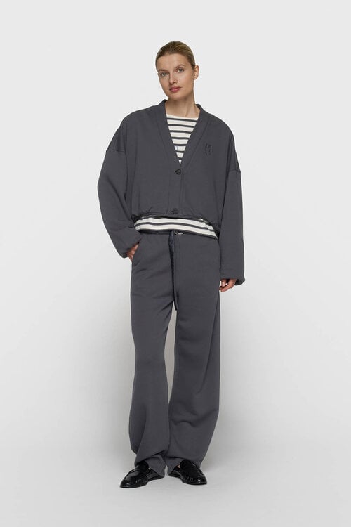 10Days cropped cardigan fleece blauw