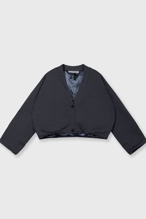 10Days cropped cardigan fleece blauw