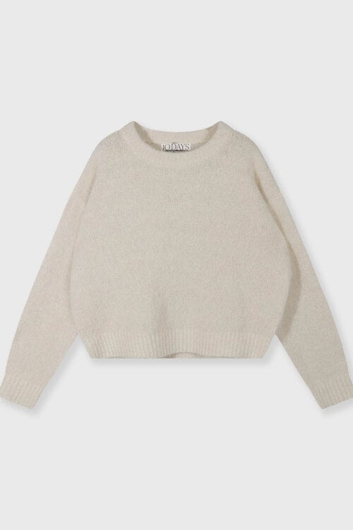 10Days hairy knit sweater lurex ecru