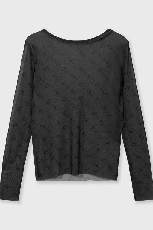 10Days Steel Blue mesh long sleeve monogram