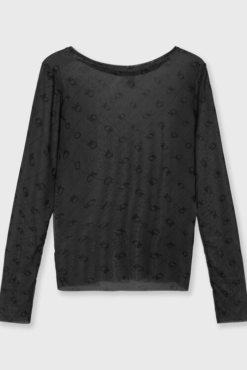 10Days Steel Blue mesh long sleeve monogram