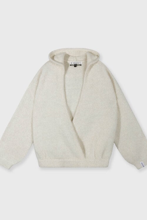 10Days hooded knit sweater lurex ecru