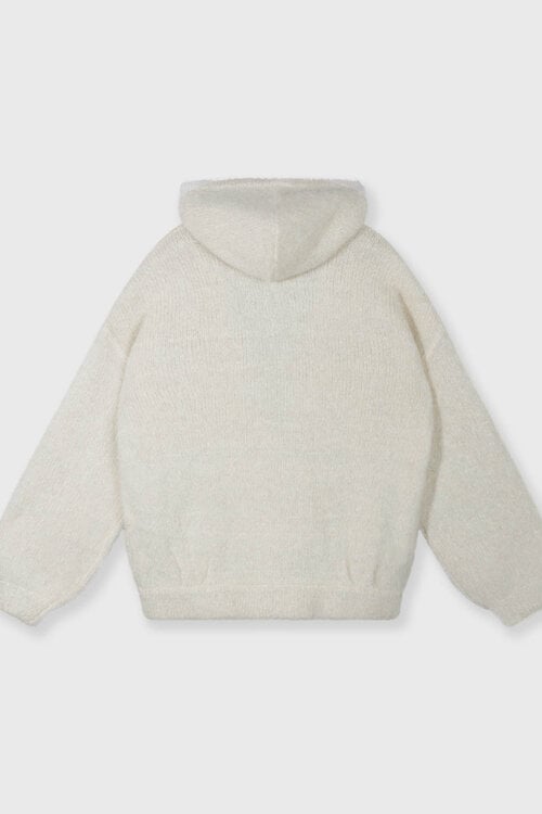 10Days hooded knit sweater lurex ecru