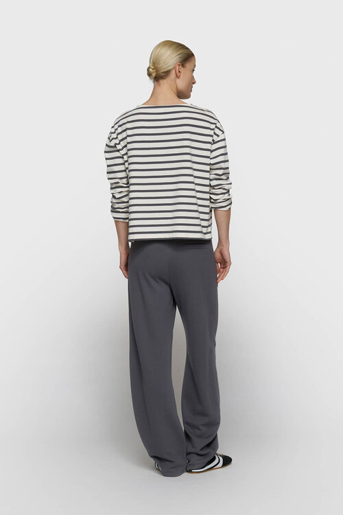 10Days Steel Blue boat neck top streep